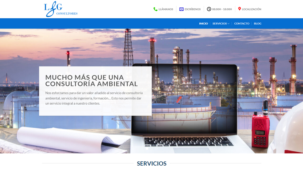 captura de pantalla nueva web LFG Consultores Consultoría Ambiental